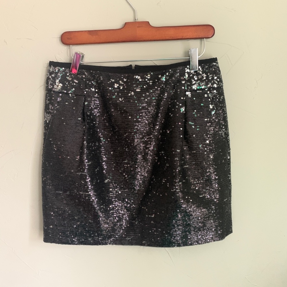 J Crew black sequin mini skirt
